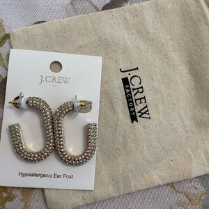 J. Crew Silver Crystal Encrusted Earrings